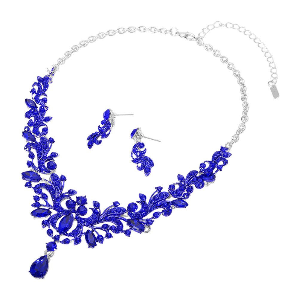 iLLASPARKZ Marquise Stone Cluster Embellished Evening Necklace