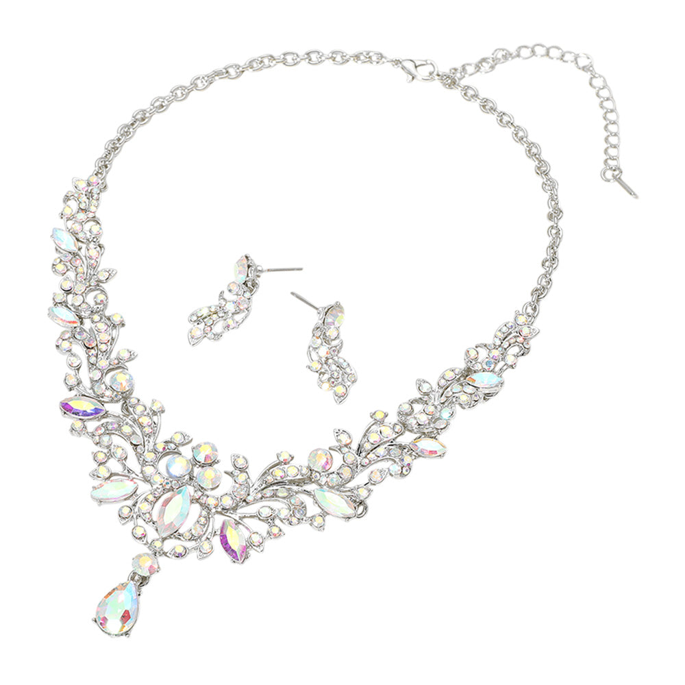 iLLASPARKZ Marquise Stone Cluster Embellished Evening Necklace