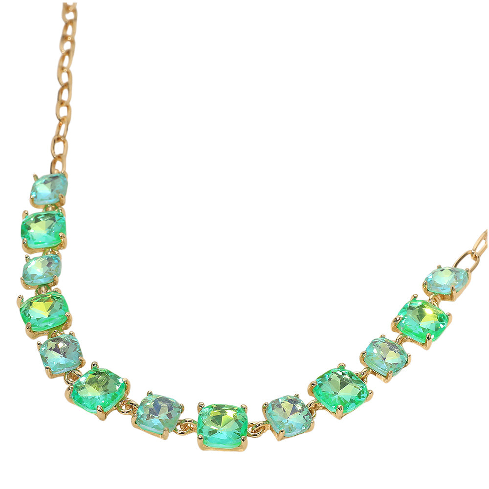 iLLASPARKZ Cushion Square Stone Link Evening Necklace