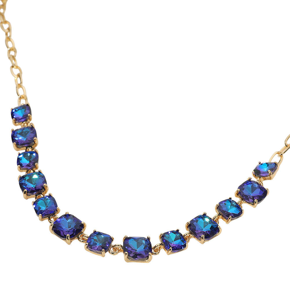 iLLASPARKZ Cushion Square Stone Link Evening Necklace