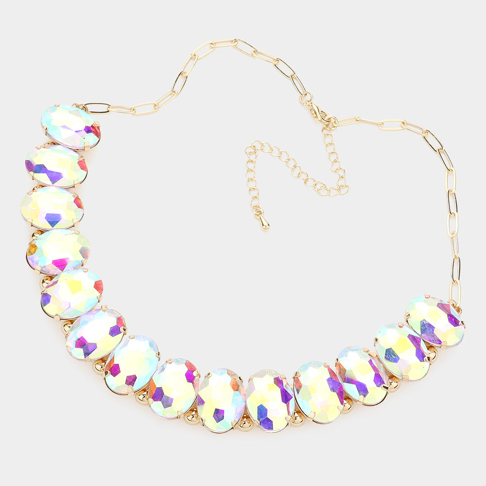 iLLASPARKZ Oval Stone Evening Necklace