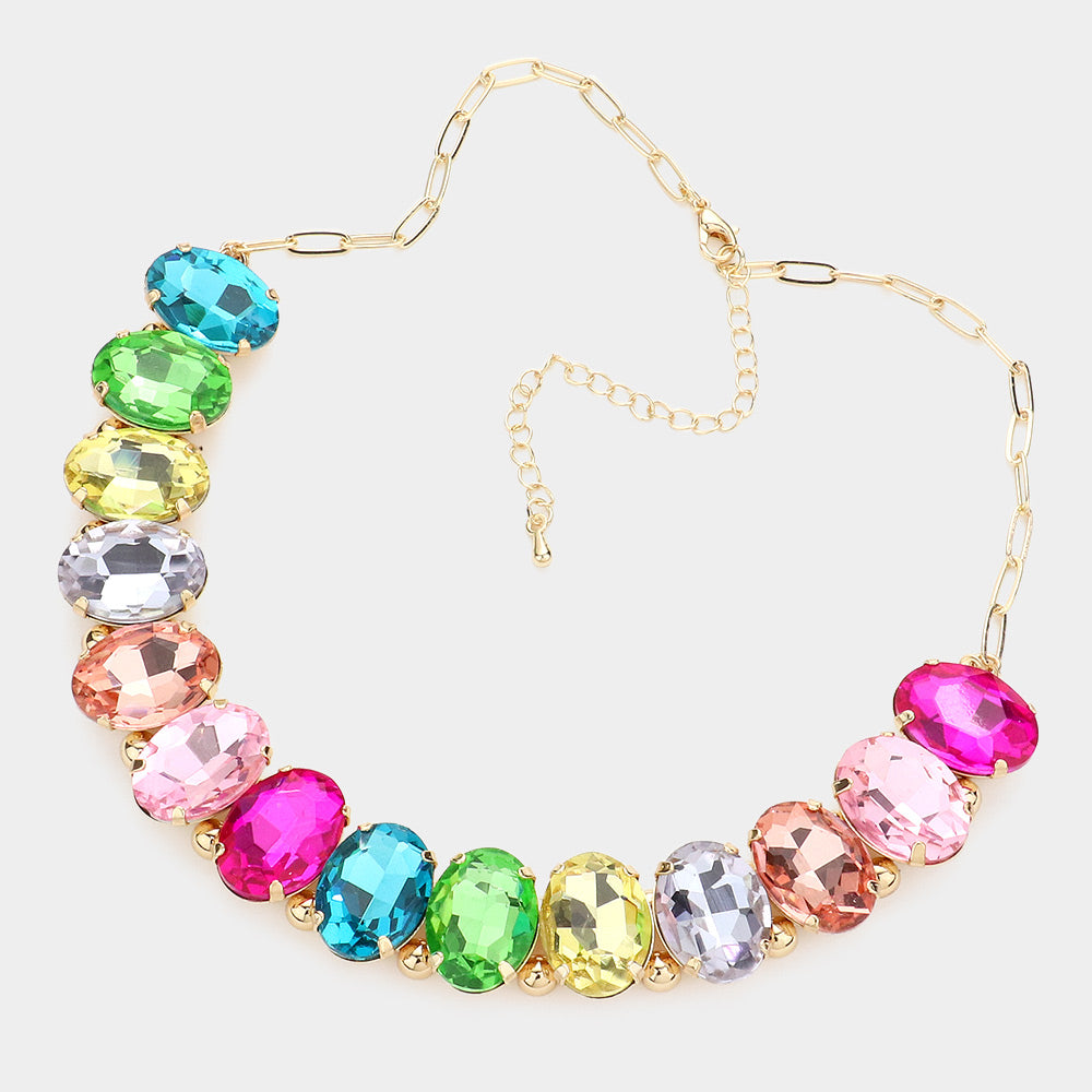 iLLASPARKZ Oval Stone Evening Necklace