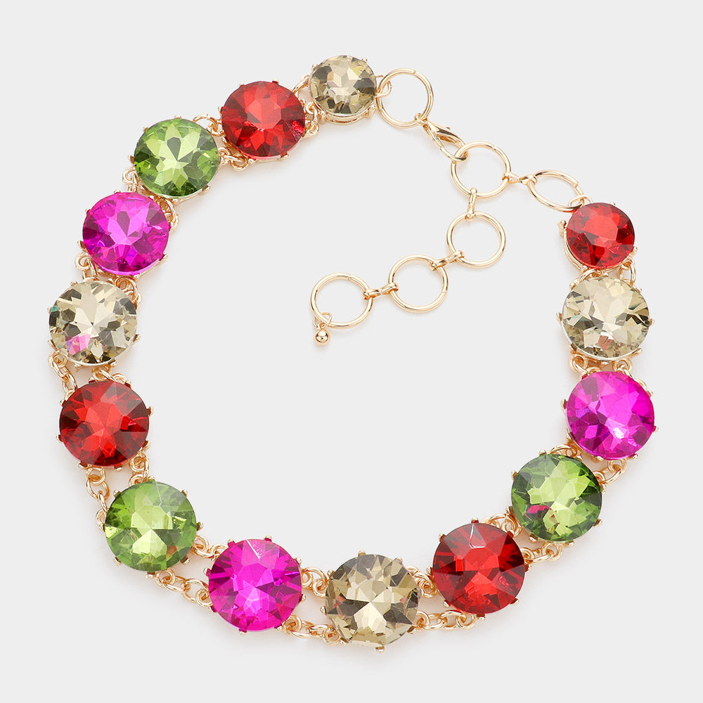 iLLASPARKZ Round Stone Link Evening Necklace