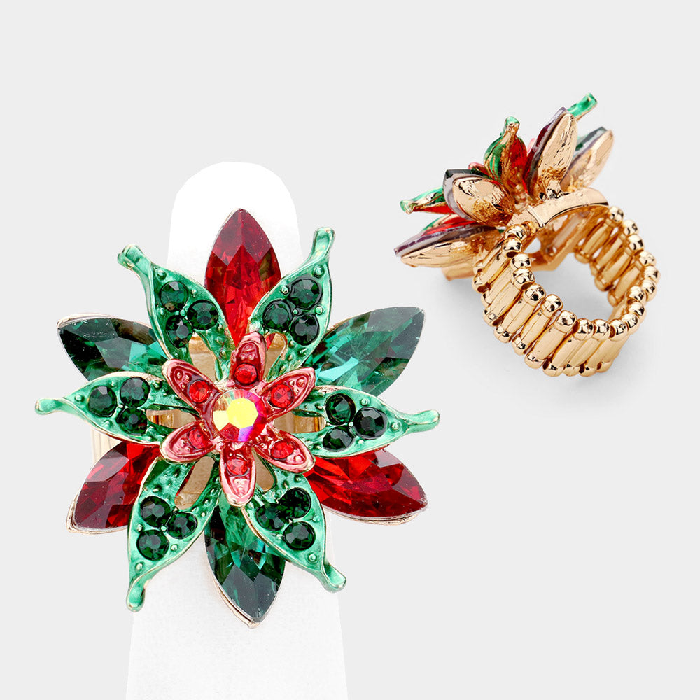 iLLASPARKZ Rhinestone Christmas Flower Collar Evening Necklace Jewelry Set