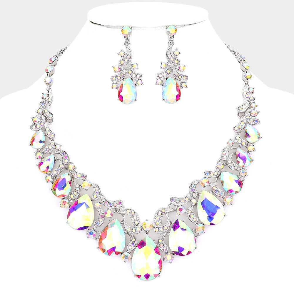 iLLASPARKZ Teardrop Stone Accented Evening Necklace