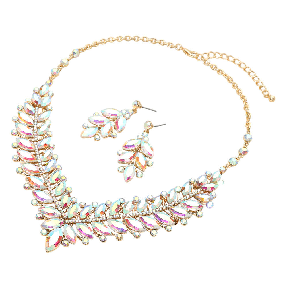 iLLASPARKZ Marquise Stone Cluster Embellished Evening Necklace