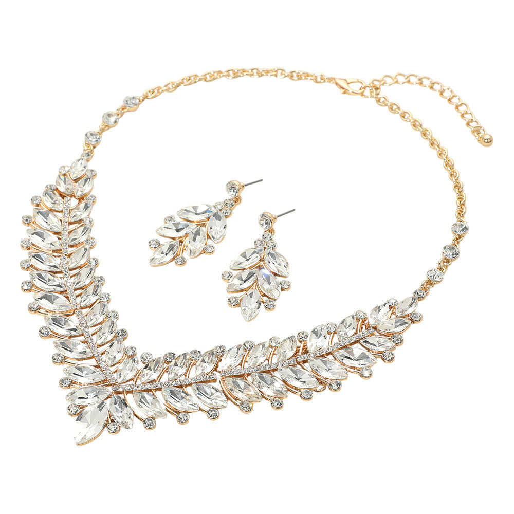 iLLASPARKZ Marquise Stone Cluster Embellished Evening Necklace