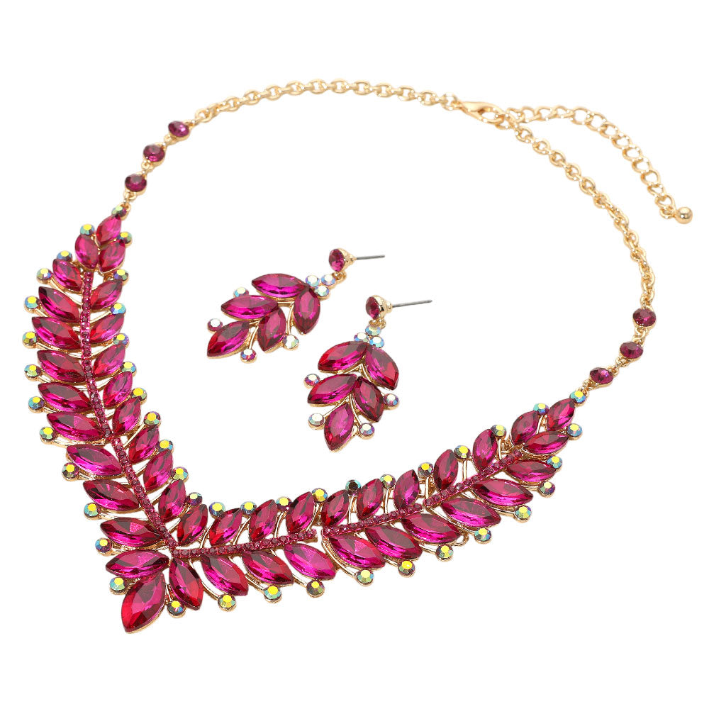 iLLASPARKZ Marquise Stone Cluster Embellished Evening Necklace