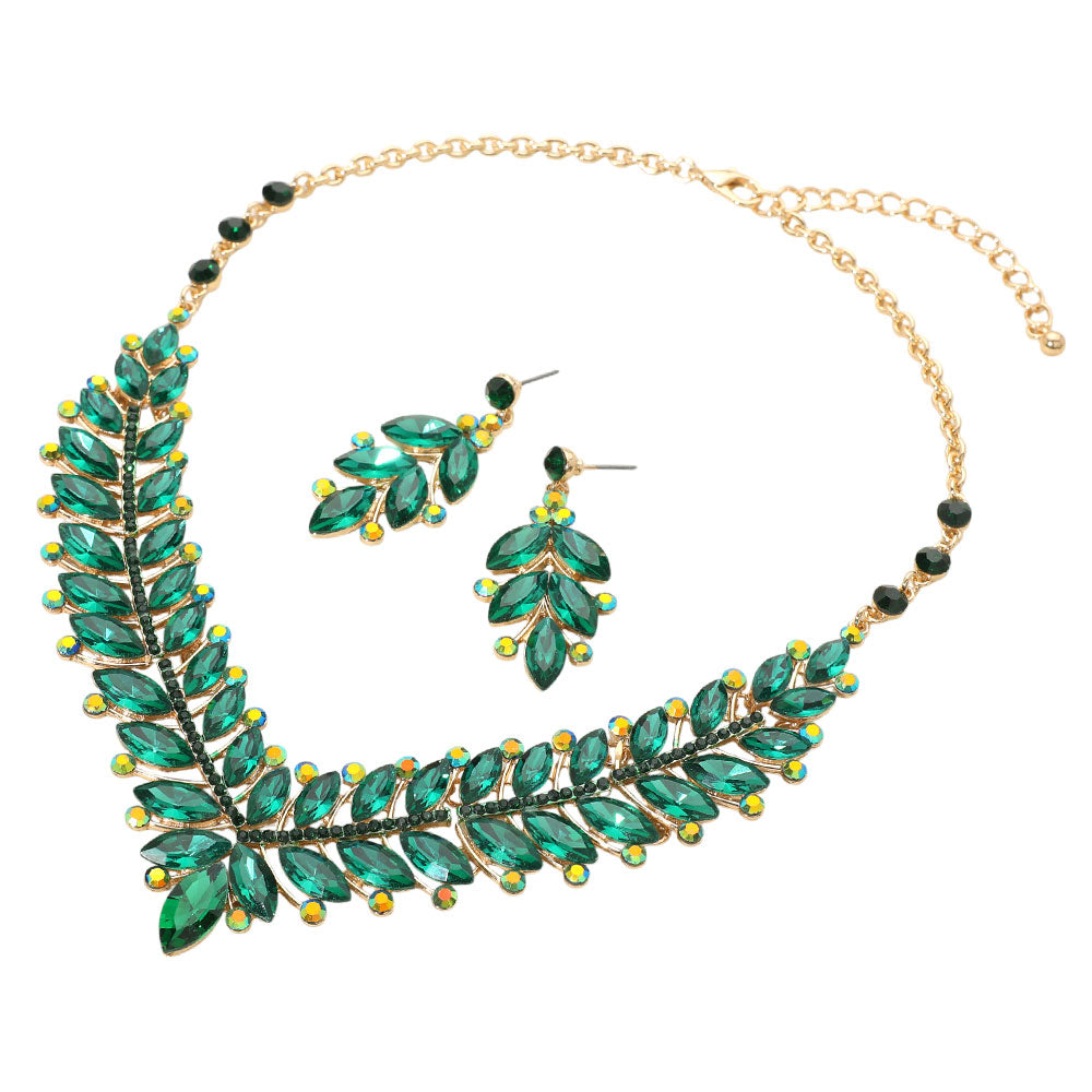 iLLASPARKZ Marquise Stone Cluster Embellished Evening Necklace