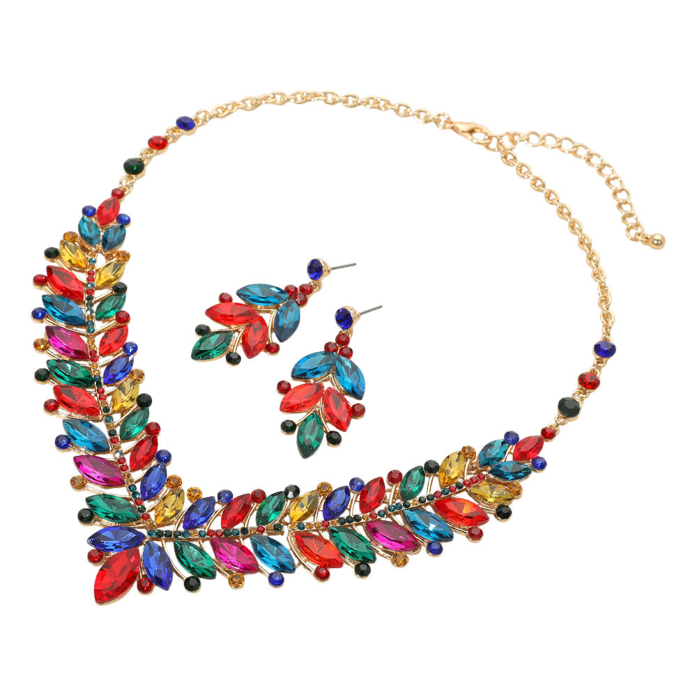iLLASPARKZ Marquise Stone Cluster Embellished Evening Necklace