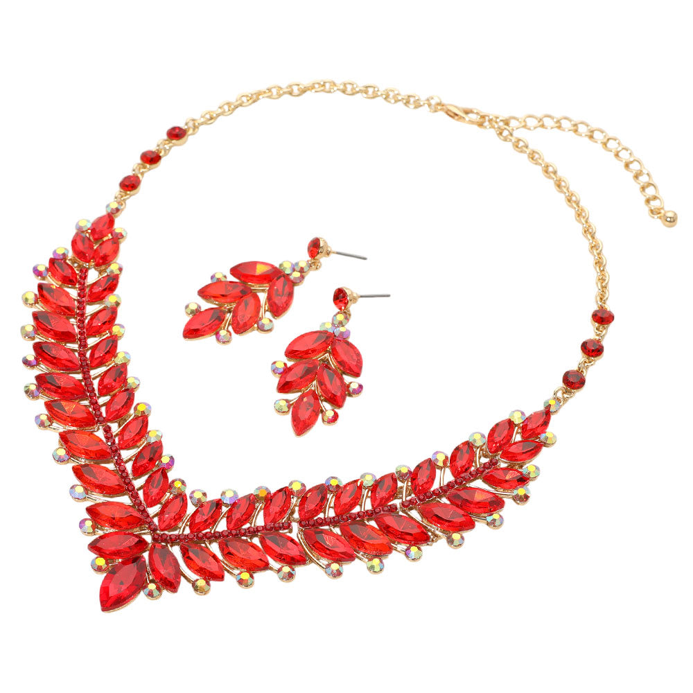 iLLASPARKZ Marquise Stone Cluster Embellished Evening Necklace