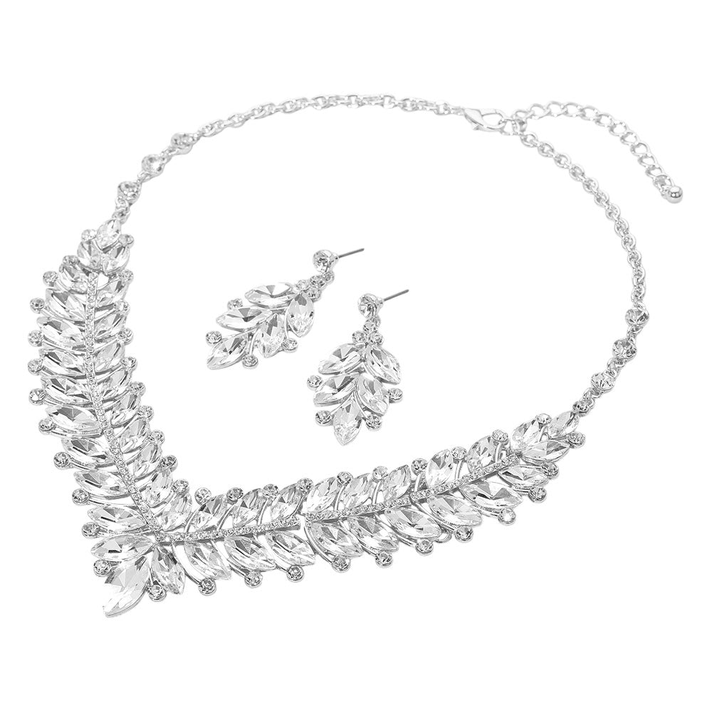 iLLASPARKZ Marquise Stone Cluster Embellished Evening Necklace