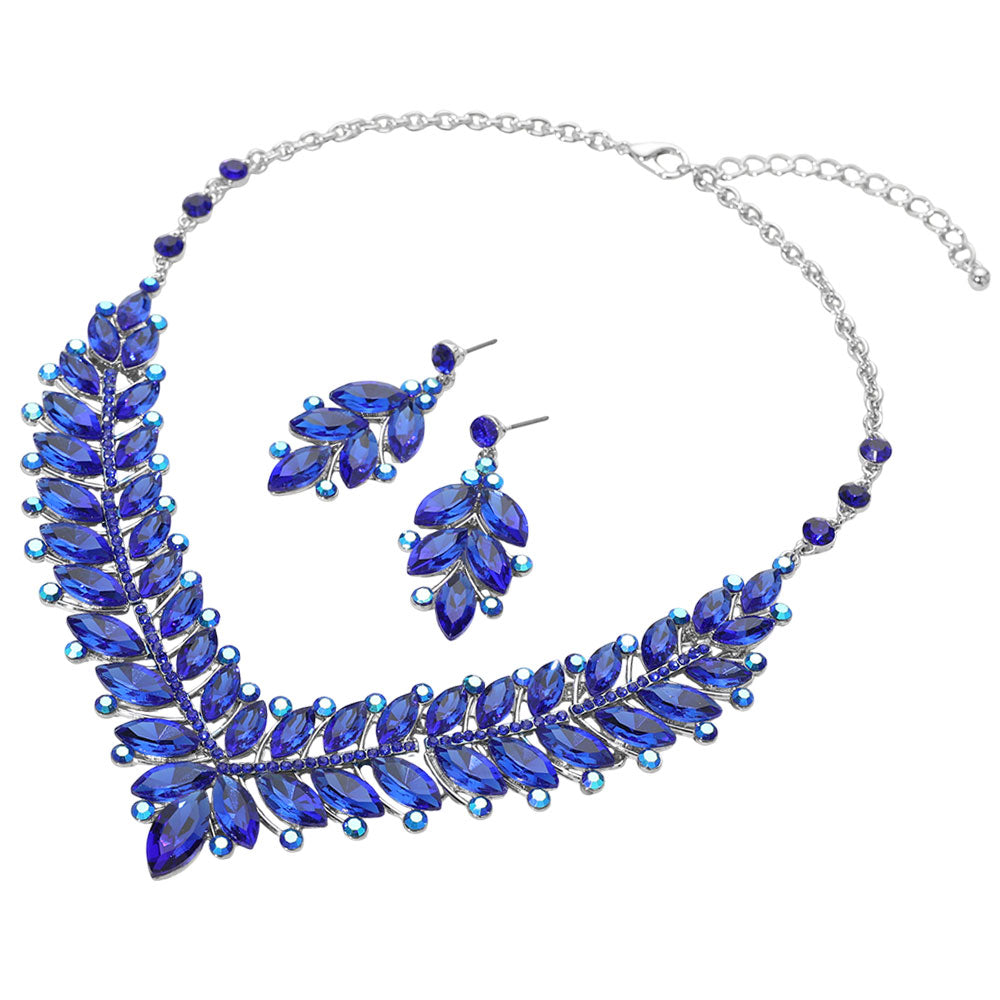 iLLASPARKZ Marquise Stone Cluster Embellished Evening Necklace