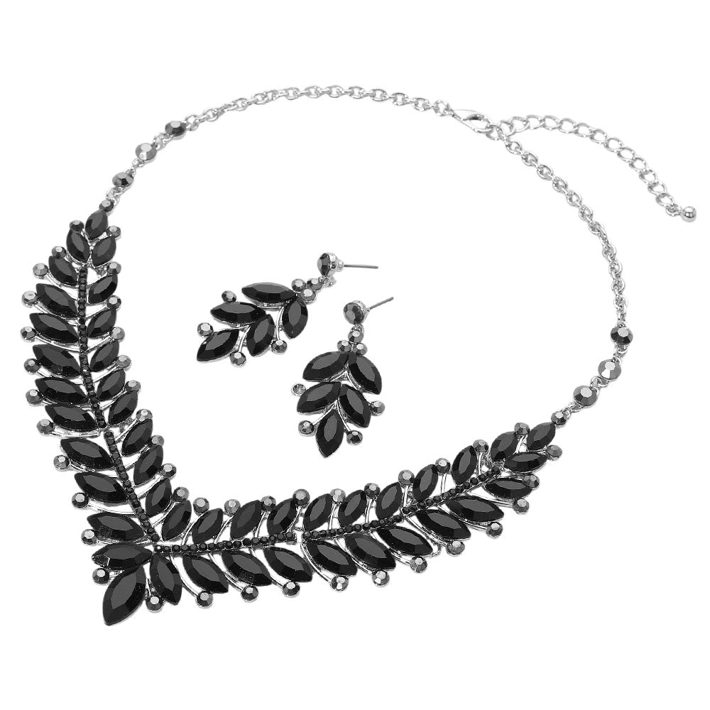 iLLASPARKZ Marquise Stone Cluster Embellished Evening Necklace