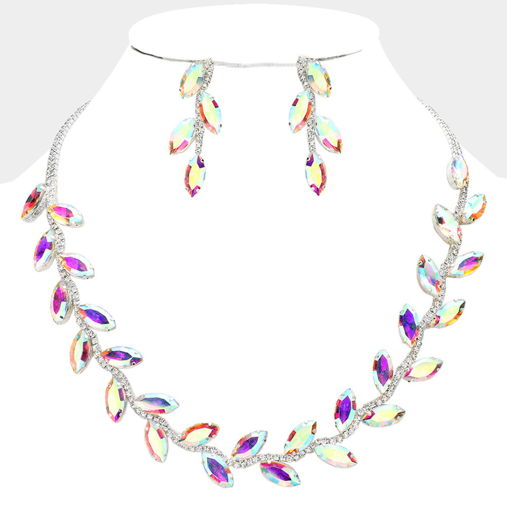iLLASPARKZ Marquise Stone Cluster Evening Necklace