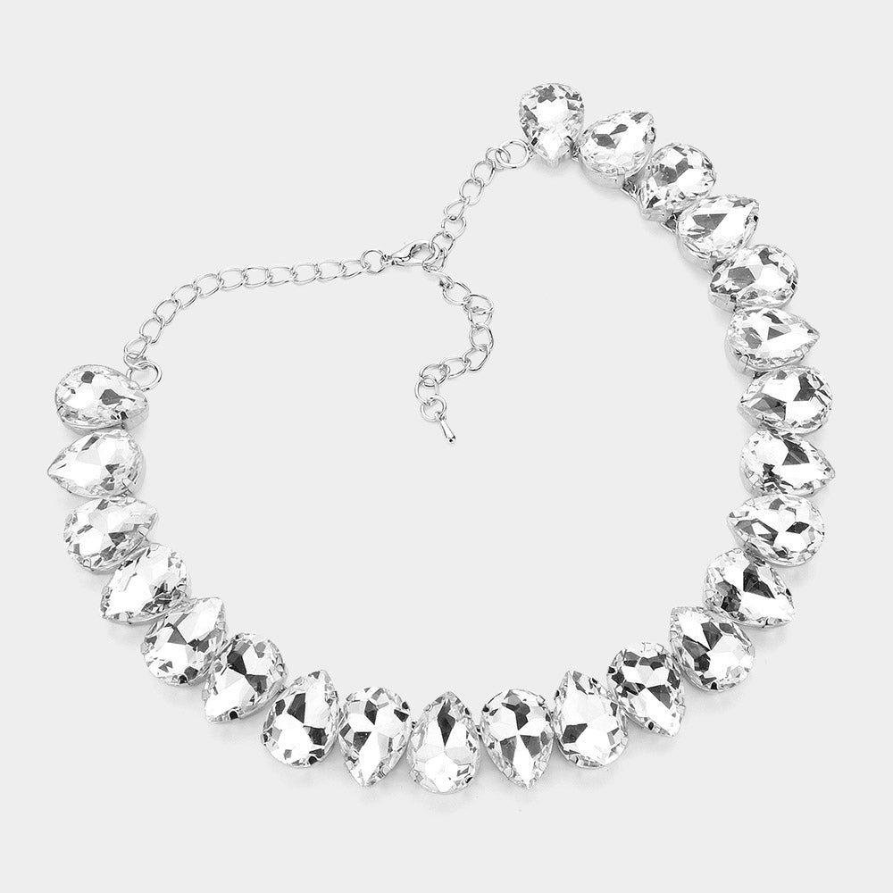 iLLASPARKZ Teardrop Stone Cluster Link Evening Necklace