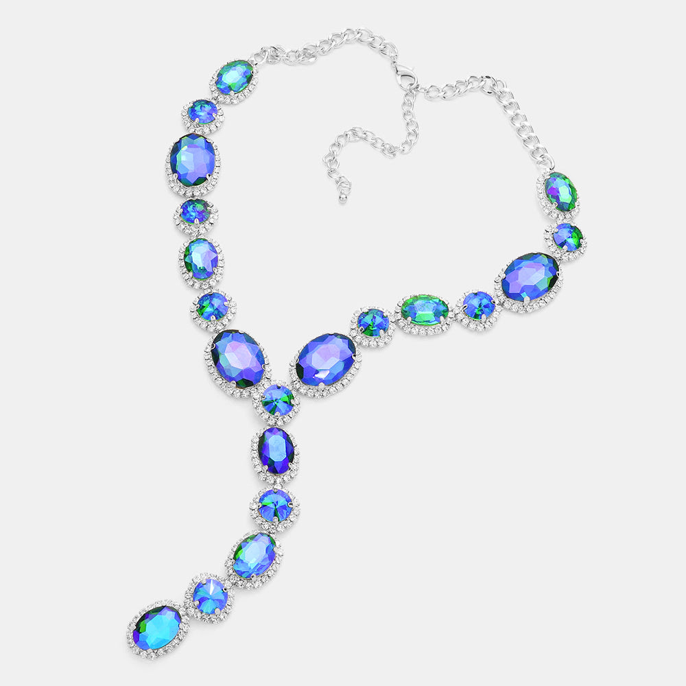 iLLASPARKZ Glass Crystal Rhinestone Y Evening Necklace