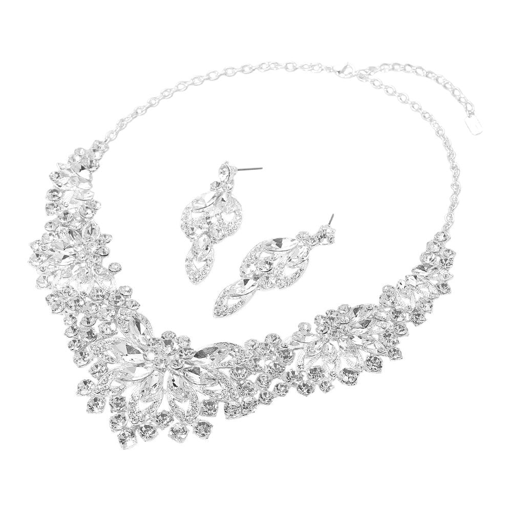 iLLASPARKZ Flower Stone Cluster Embellished Evening Necklace