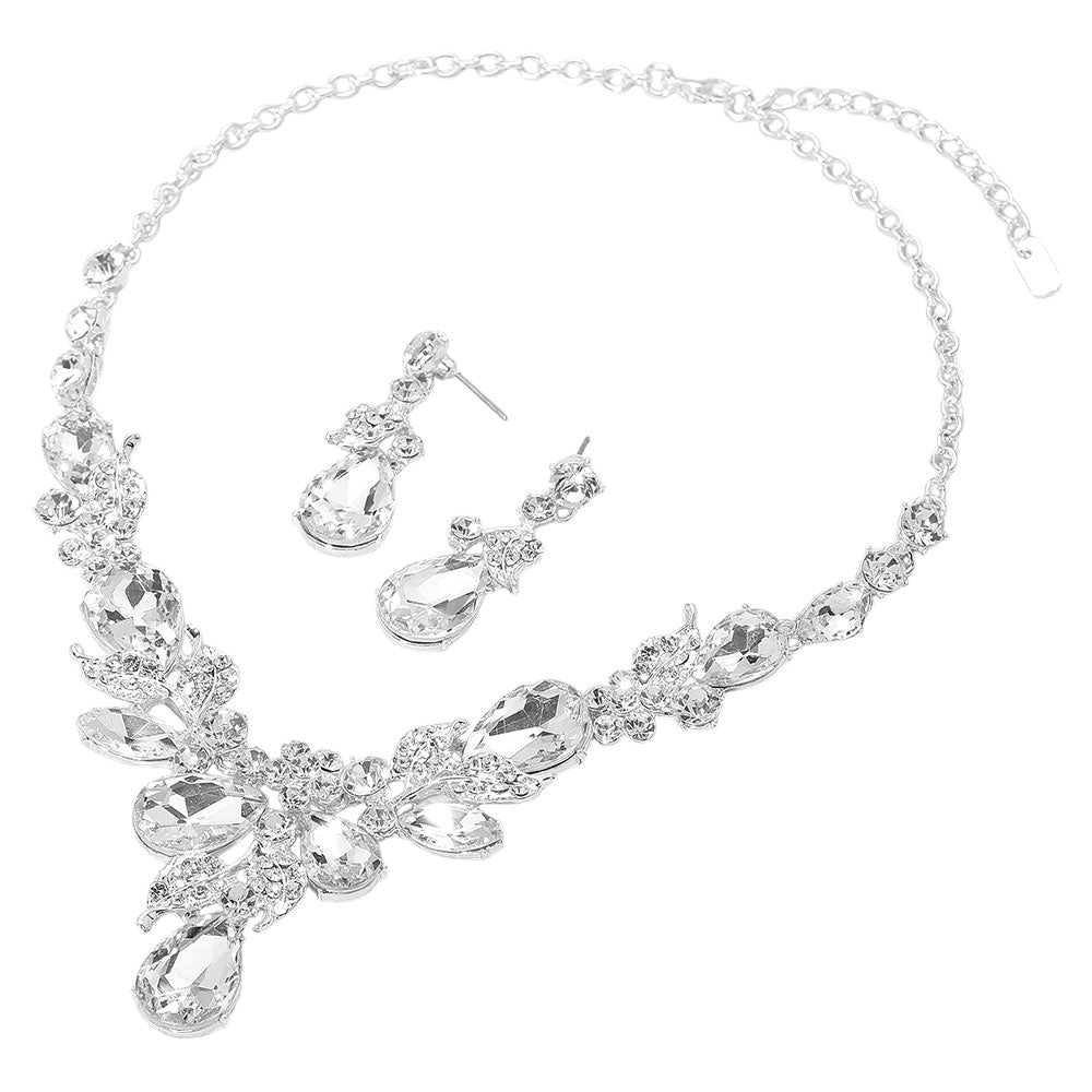 iLLASPARKZ Teardrop Stone Cluster Embellished Evening Necklace
