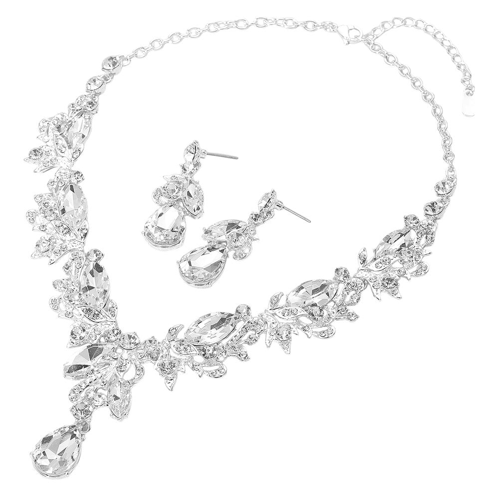 iLLASPARKZ Teardrop Stone Cluster Pendant Marquise Rhinestone Embellished Evening Necklace