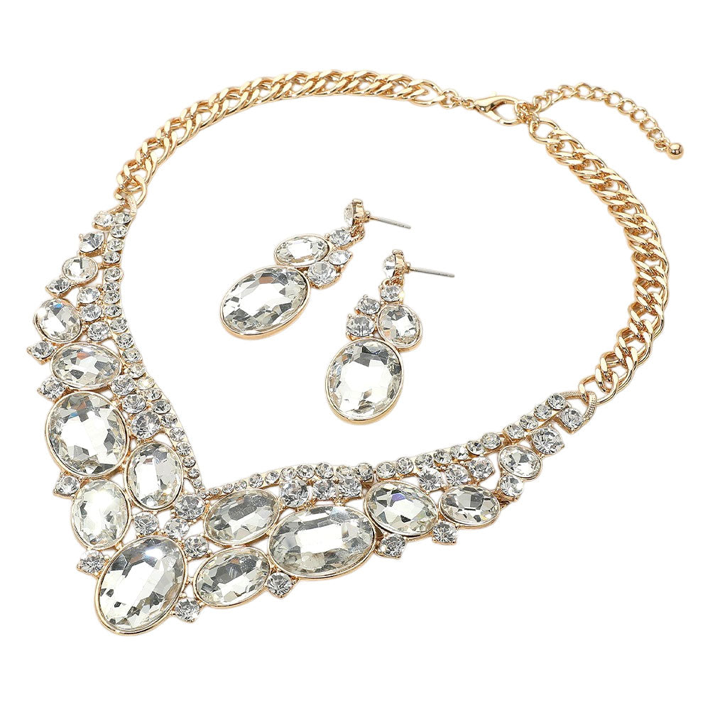 iLLASPARKZ Oval Glass Crystal Evening Necklace
