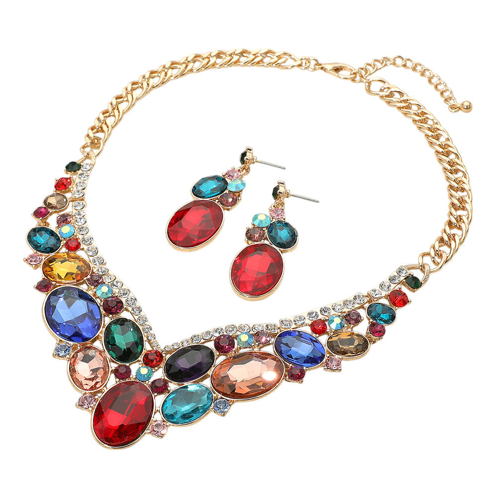 iLLASPARKZ Oval Glass Crystal Evening Necklace