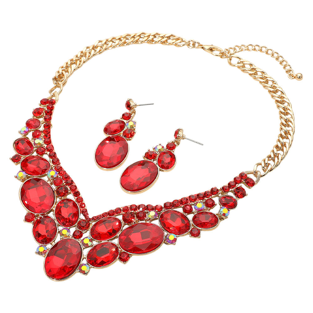 iLLASPARKZ Oval Glass Crystal Evening Necklace