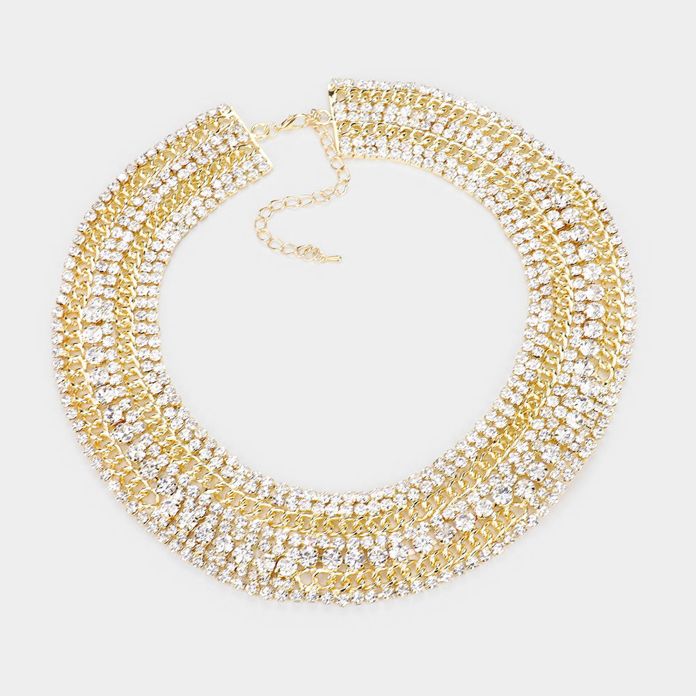 iLLASPARKZ Crystal Rhinestone Bib Evening Necklace