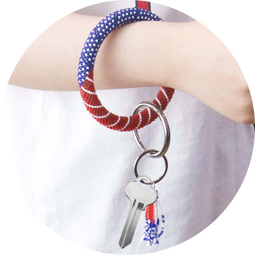 iLLASPARKZ Seed Beaded Patriotic Pattern Tassel Key Chain / Bracelet