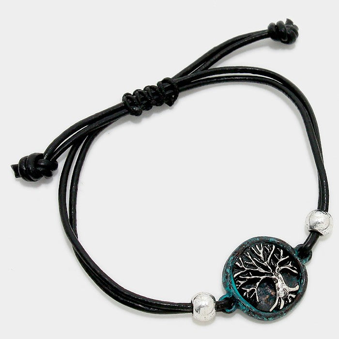 iLLASPARKZ Tree of Life Leather Cord Cinch Bracelet
