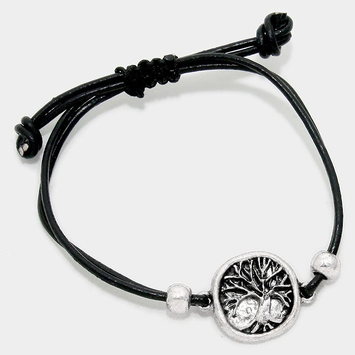 iLLASPARKZ Tree of Life Leather Cord Cinch Bracelet