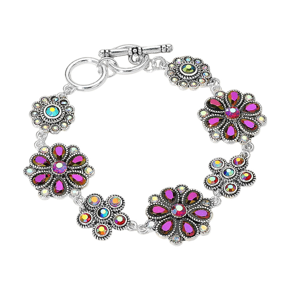 iLLASPARKZ Flower Stone Cluster Link Toggle Bracelet