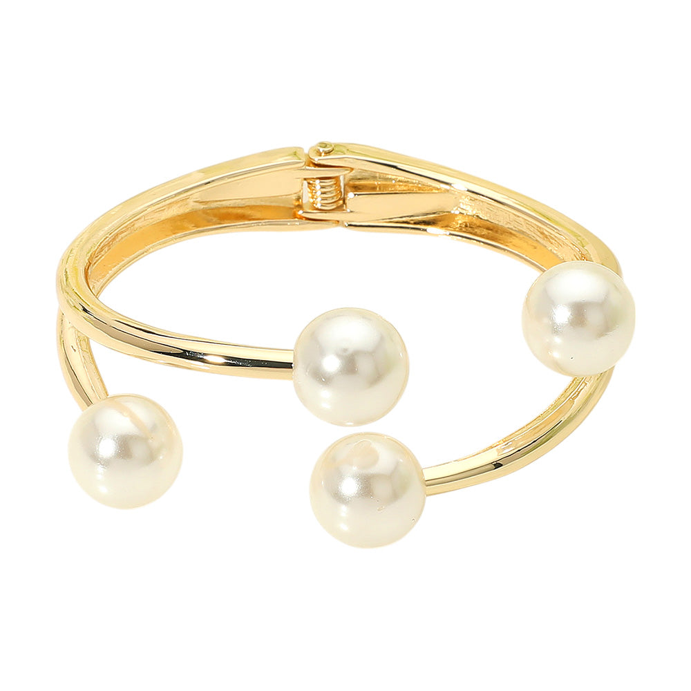 iLLASPARKZ Pearl Tip Hinged Bangle Bracelet