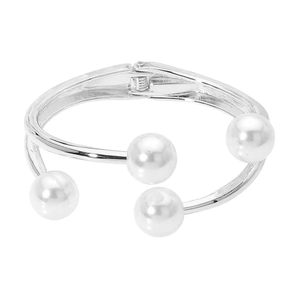 iLLASPARKZ Pearl Tip Hinged Bangle Bracelet