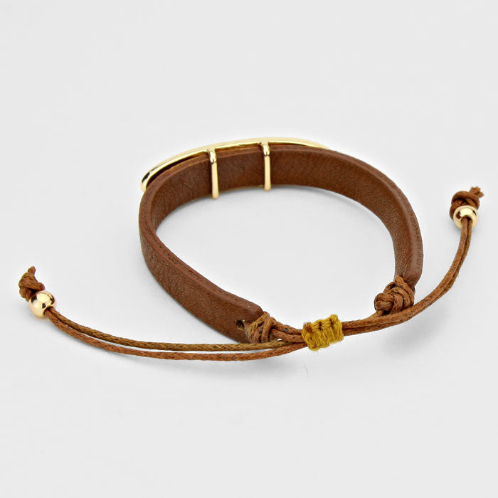 iLLASPARKZ Metal Charm Faux Leather Tie Bracelet