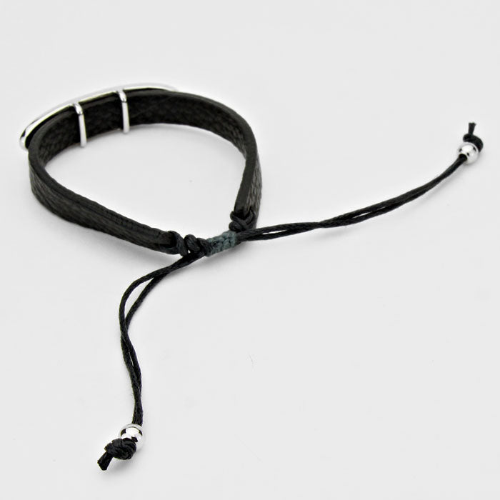 iLLASPARKZ Metal Charm Faux Leather Tie Bracelet