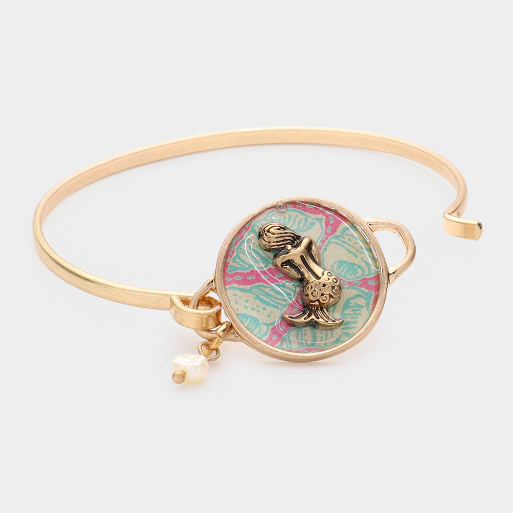 iLLASPARKZ Patterned Mermaid Accented Pearl Charm Hook Bracelet