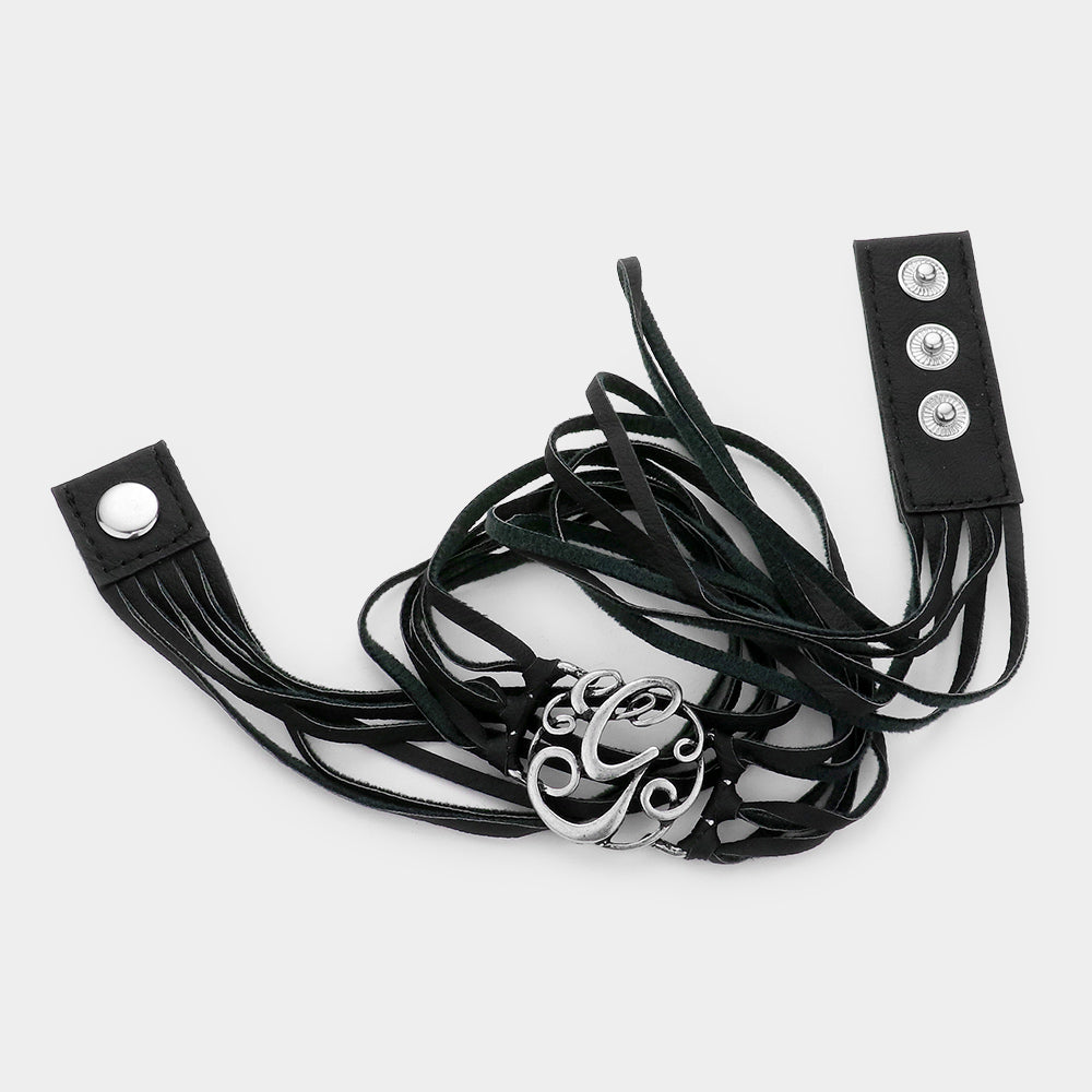 iLLASPARKZ -G- Monogram Faux Leather Wrap Bracelet