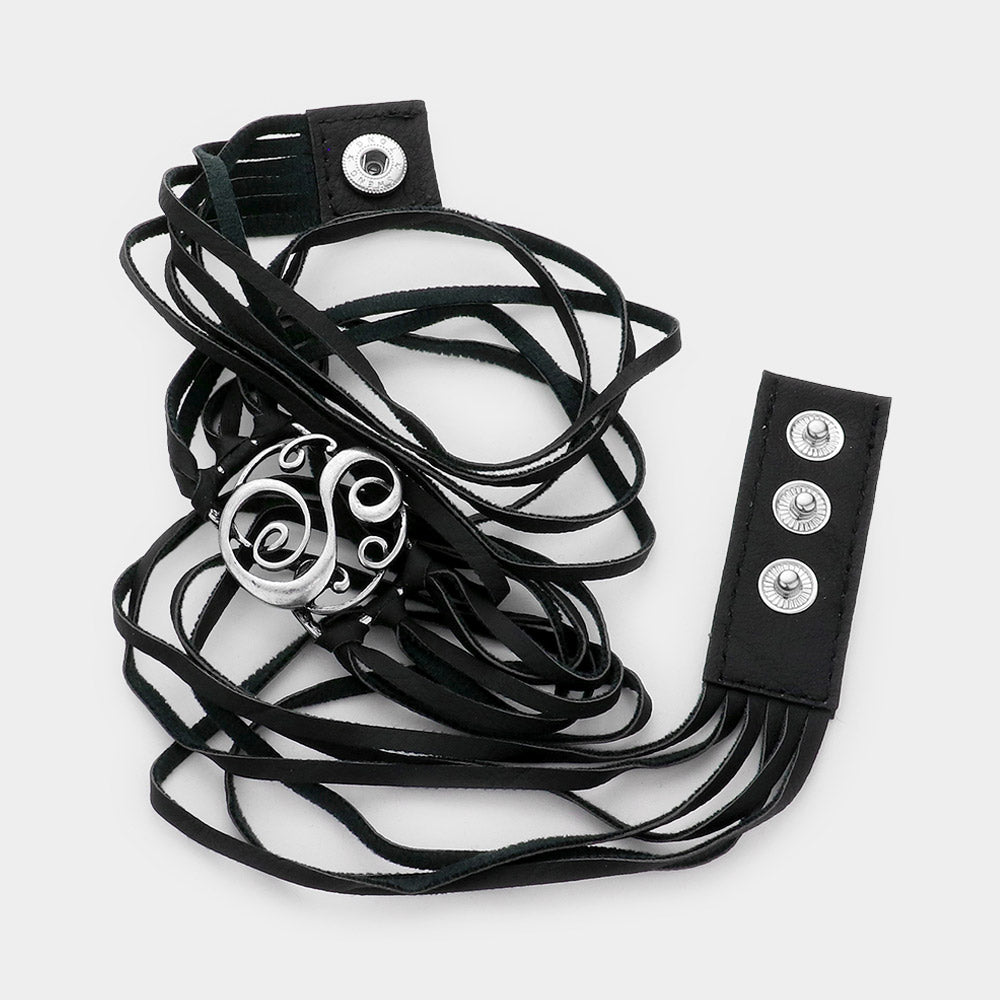 iLLASPARKZ -S- Monogram Faux Leather Wrap Bracelet