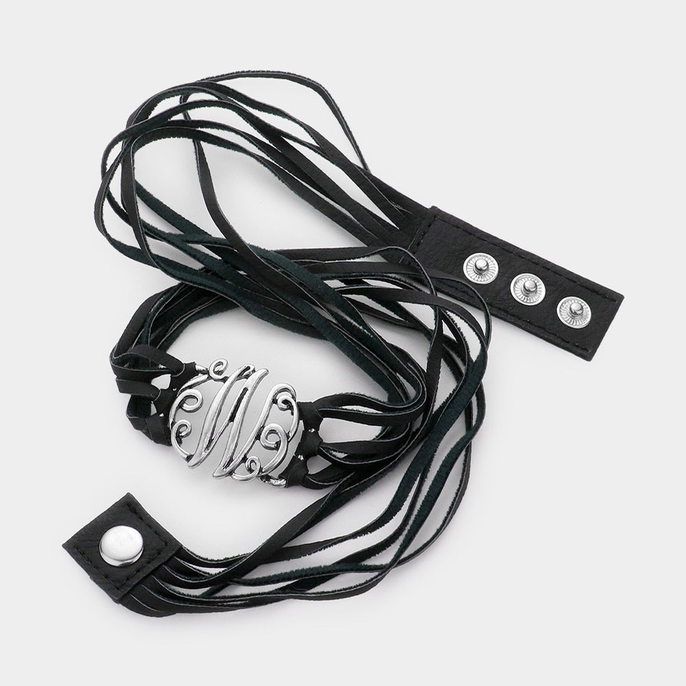 iLLASPARKZ -W- Monogram Faux Leather Wrap Bracelet