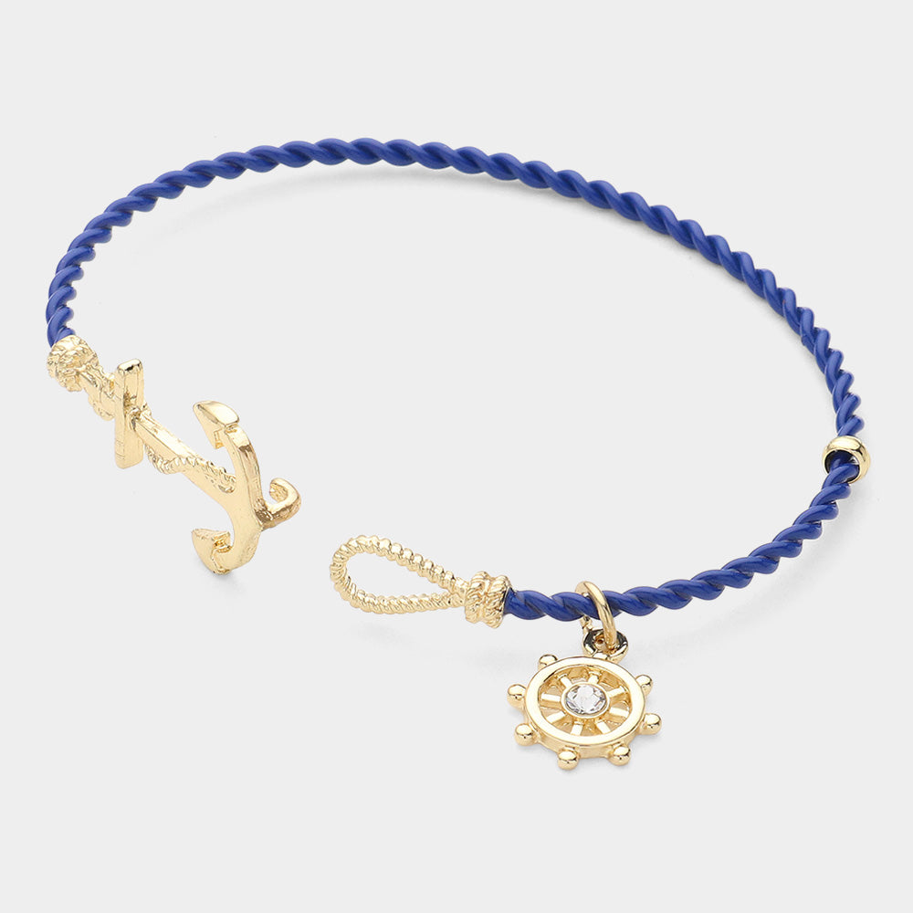 iLLASPARKZ NAUTICAL ANCHOR HELM CHARM HOOK BRACELET