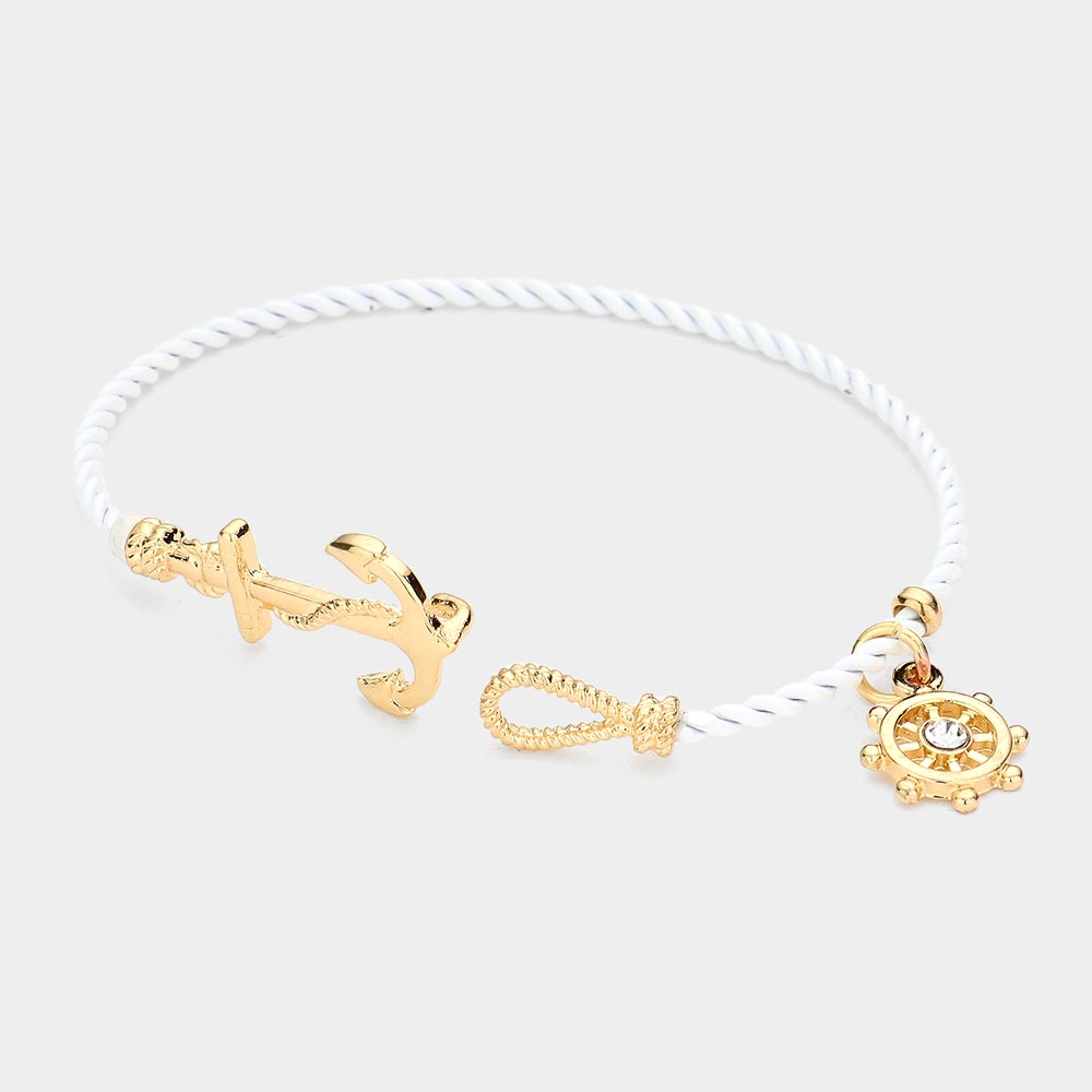 iLLASPARKZ Nautical Anchor Helm Charm Hook Bracelet