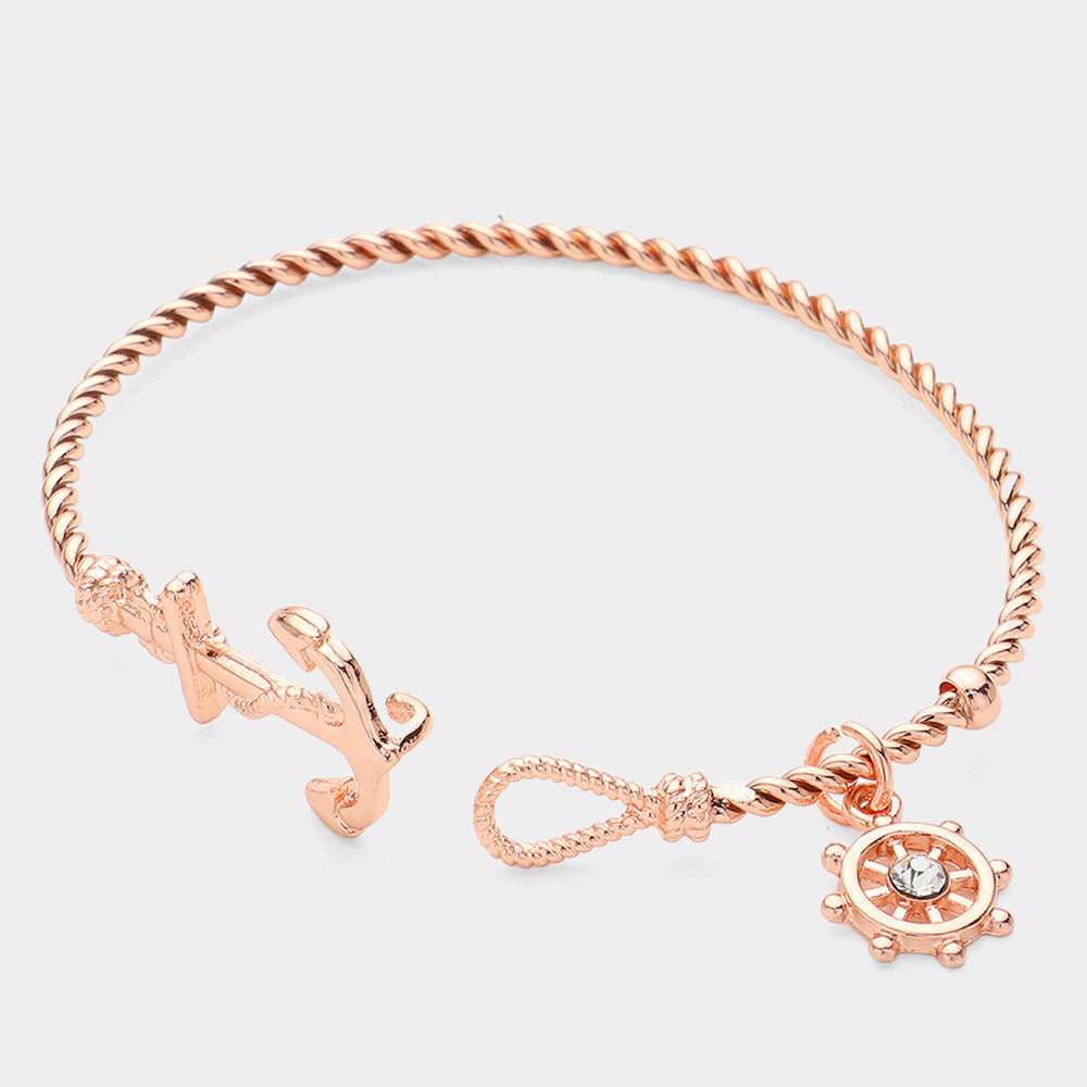 iLLASPARKZ NAUTICAL ANCHOR HELM CHARM HOOK BRACELET