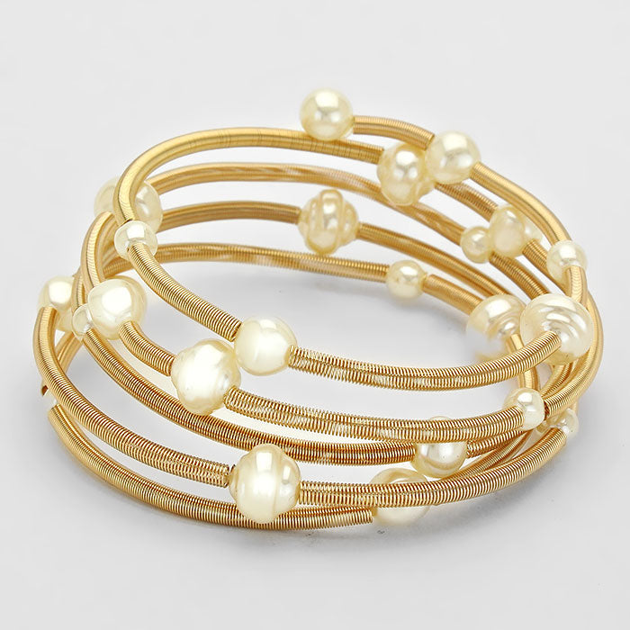 iLLASPARKZ Pearl Station Coil Adjustable Bracelet