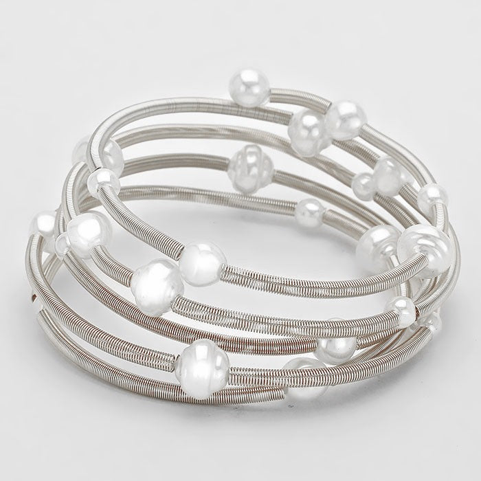 iLLASPARKZ Pearl Station Coil Adjustable Bracelet