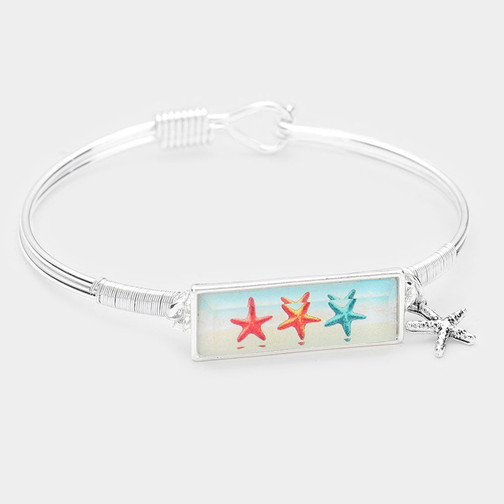 iLLASPARKZ Starfish Print Metal Charm Message Hook Bracelet
