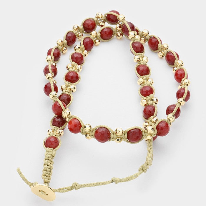 iLLASPARKZ Tied natural stone bead strand wrap bracelet