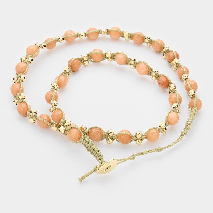 iLLASPARKZ Tied natural stone bead strand wrap bracelet