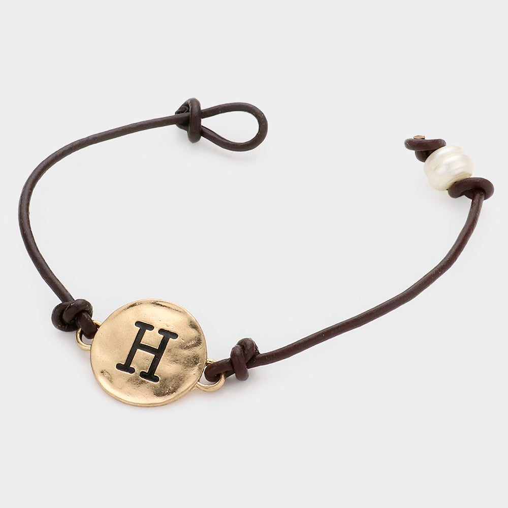 iLLASPARKZ -H- Monogram Metal Disc Pearl Pointed Bracelet