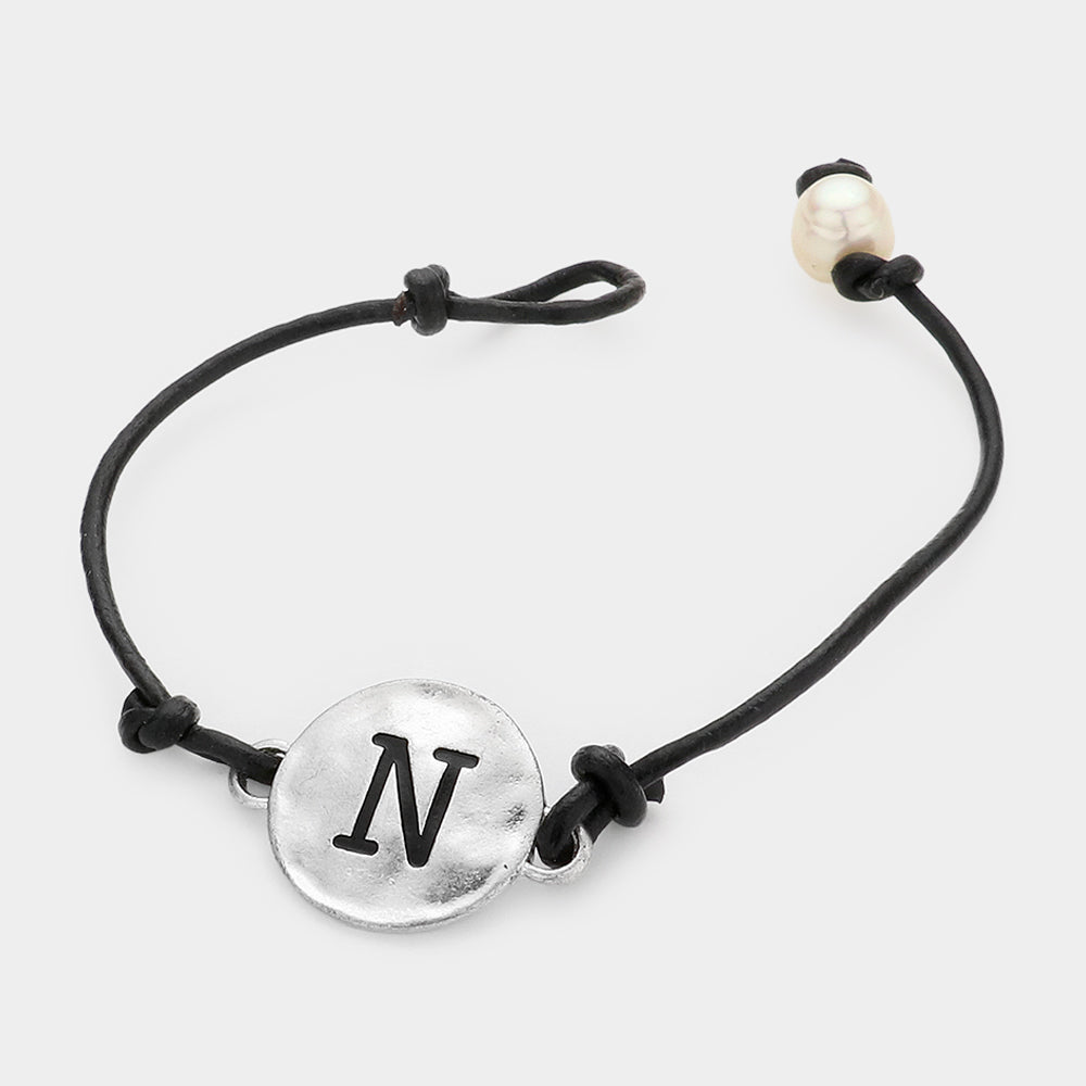 iLLASPARKZ -N- Monogram Metal Disc Pearl Pointed Bracelet